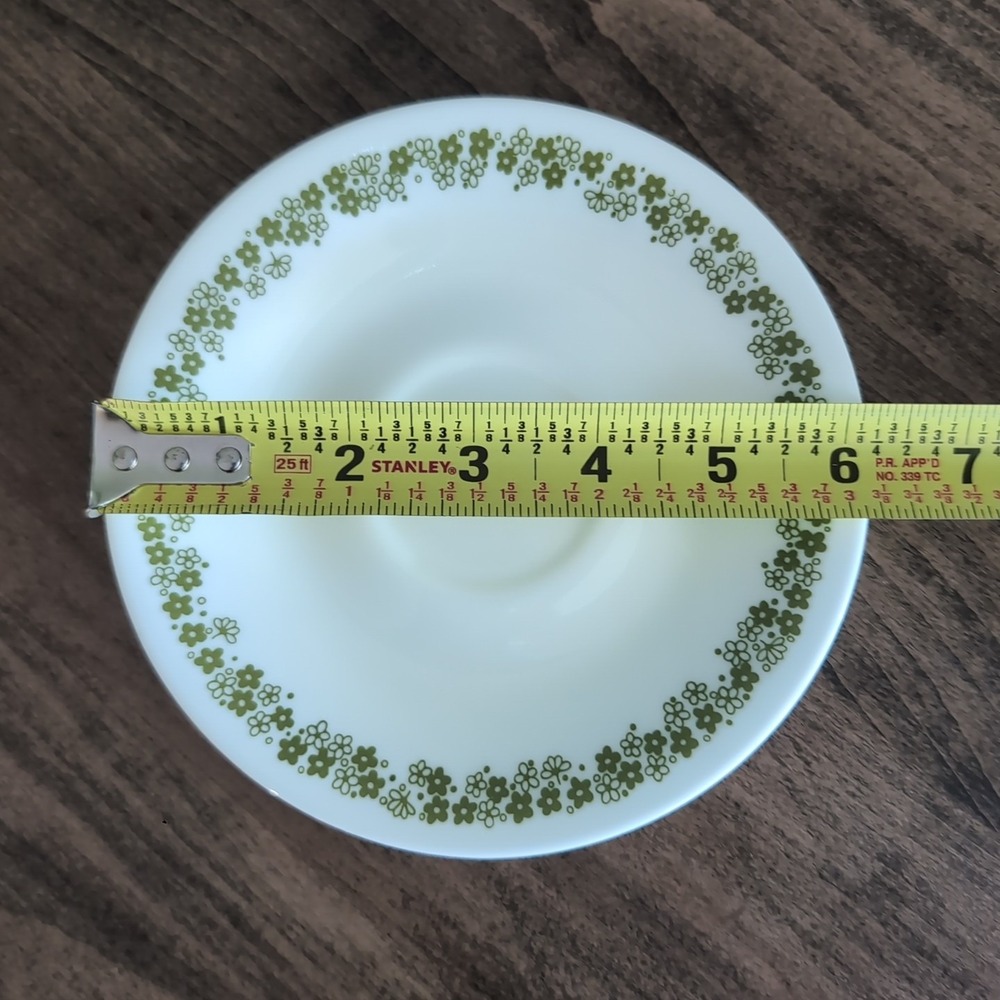 Set of 4 VINTAGE‎ Corelle Spring Blossom Green Crazy Daisy 6½" Saucers (2 Avail) - Picture 5 of 5